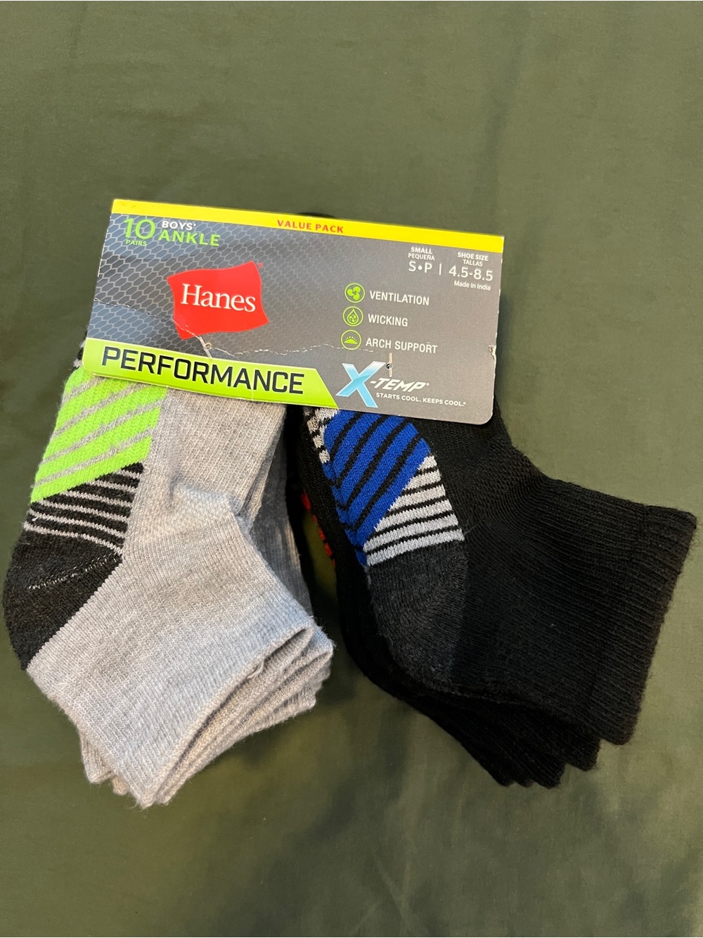 Ankle Socks-10 Pack Boy’s Size S 4.5-8.5
